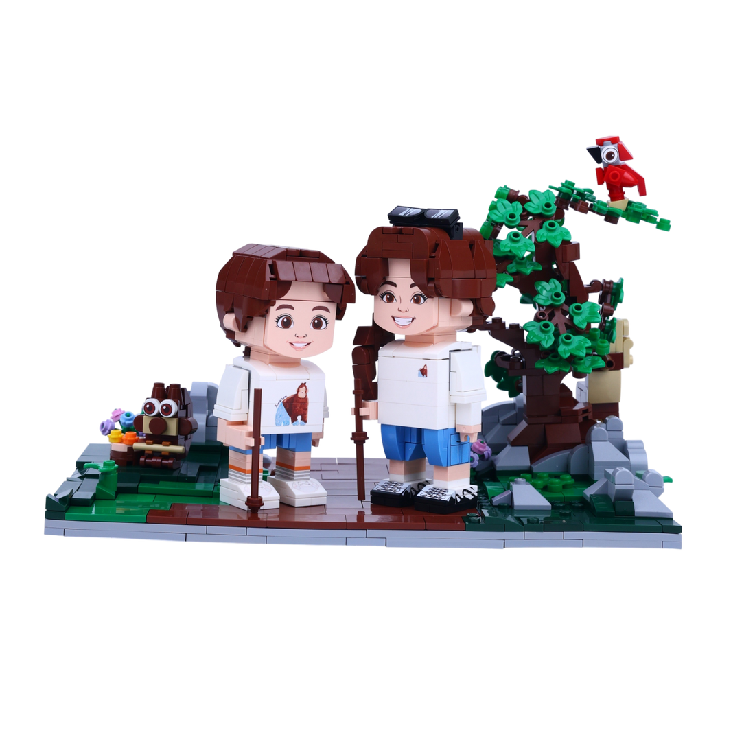 The Explorer Trio brick scene, lifestyle view