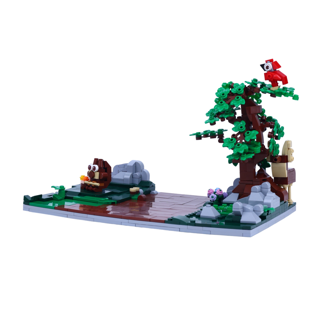 The Explorer Trio brick scene, right view