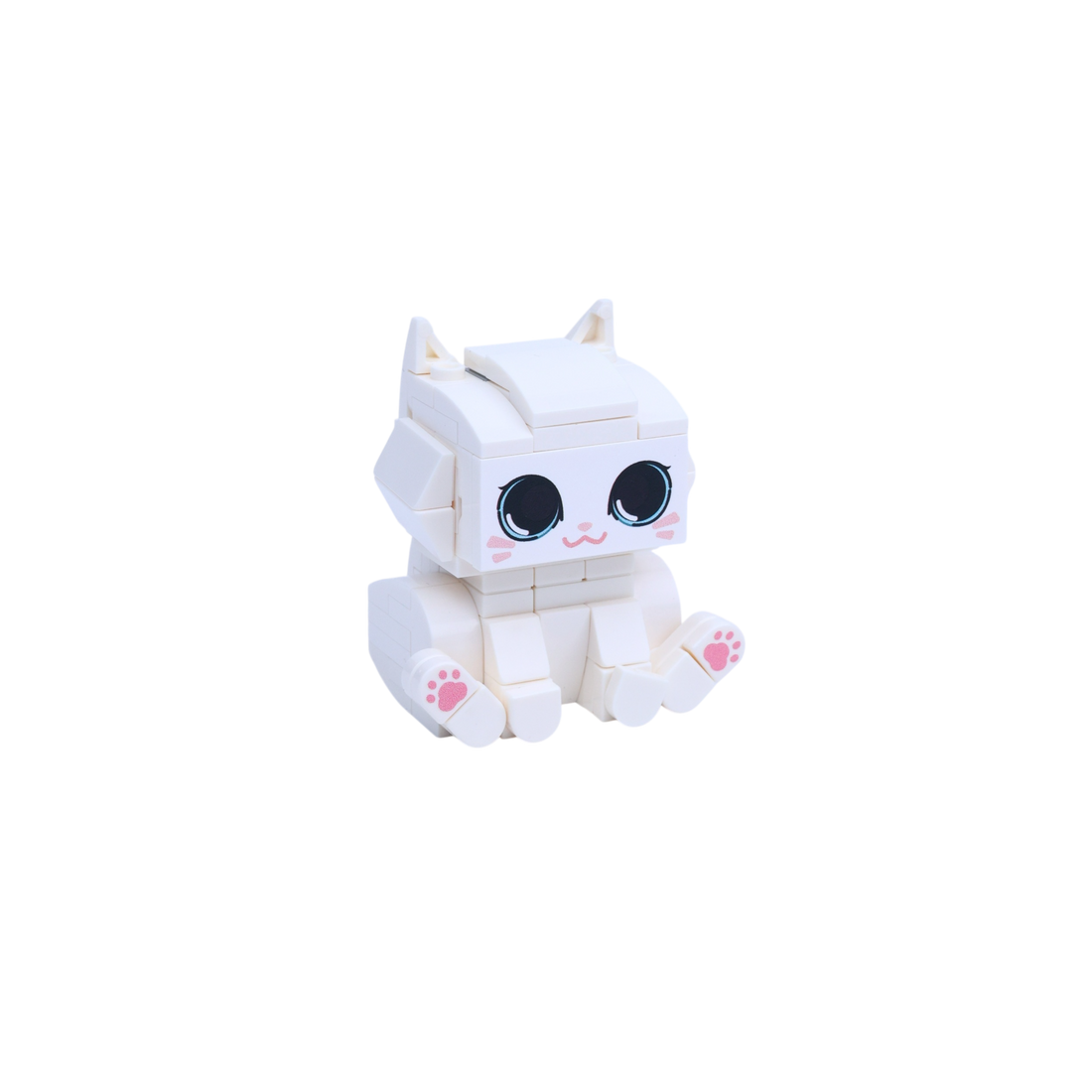 White Cat cat brick figure, left-side view