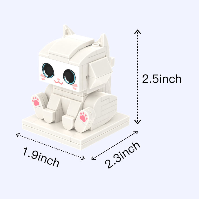 White Cat cat brick figure, size guide