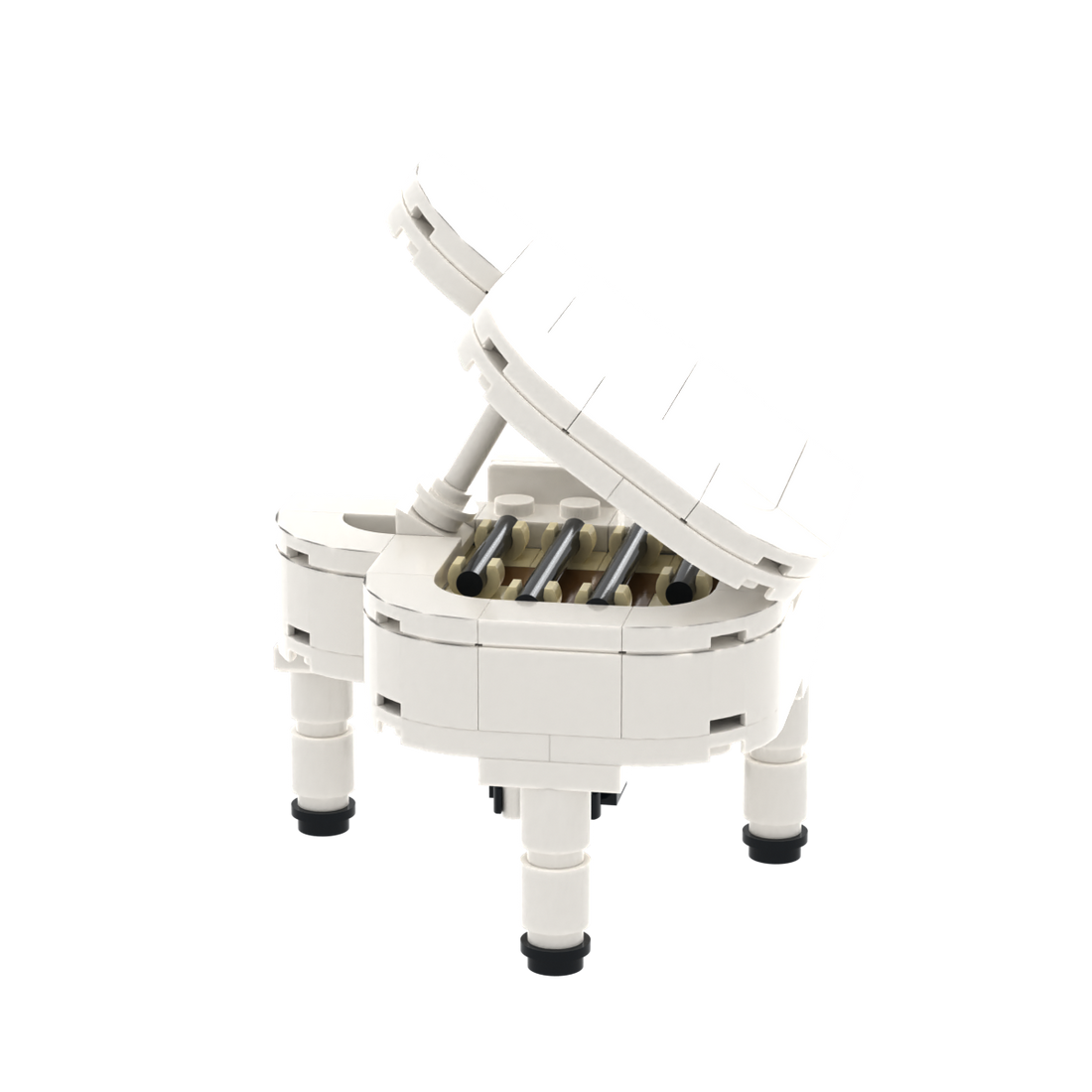 White Grand Piano brick scene accessory, detail view 1