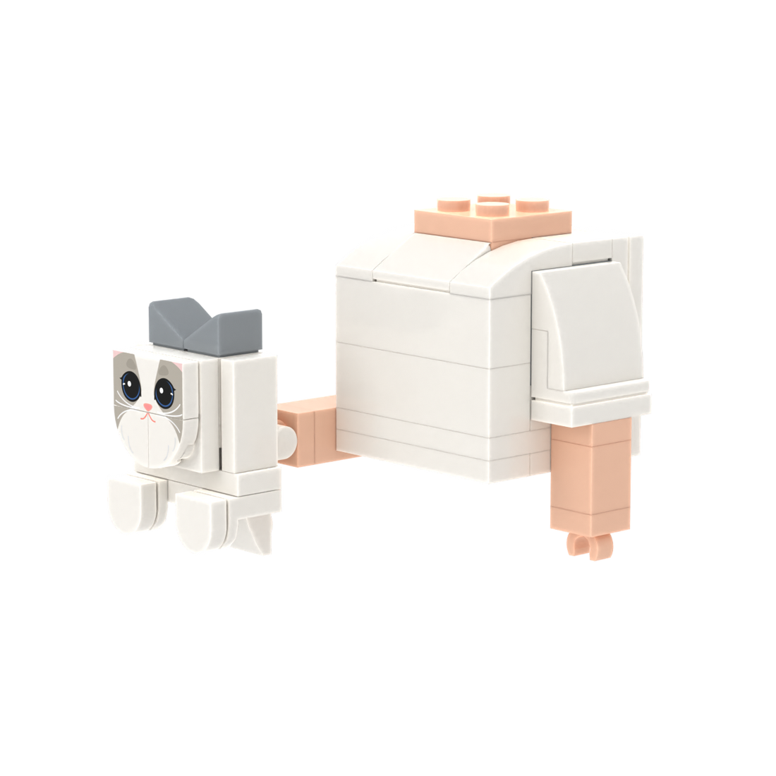 White-Gray Cat brick figure accessory, right-side view