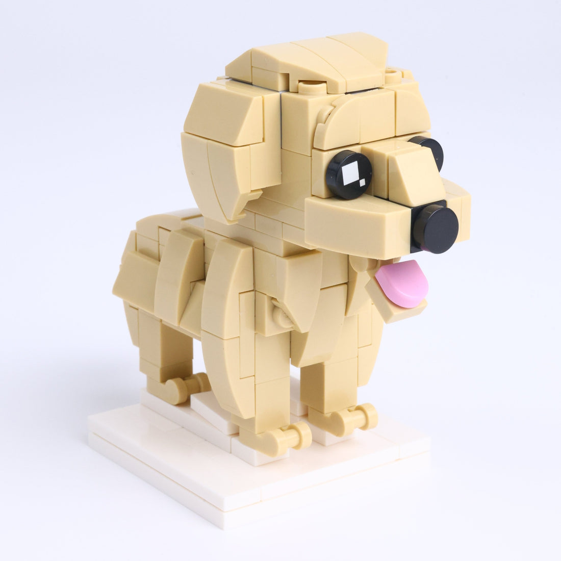 Yellow Labrador dog brick figure, left-side view