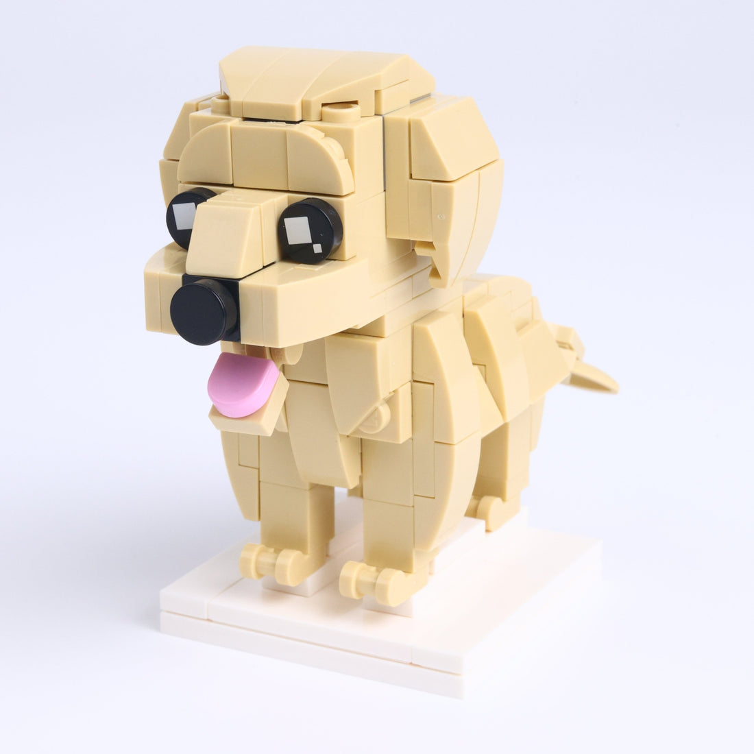 Yellow Labrador dog brick figure, right-side view