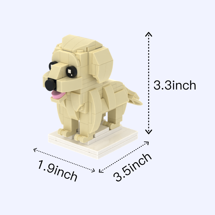 Yellow Labrador dog brick figure, size guide