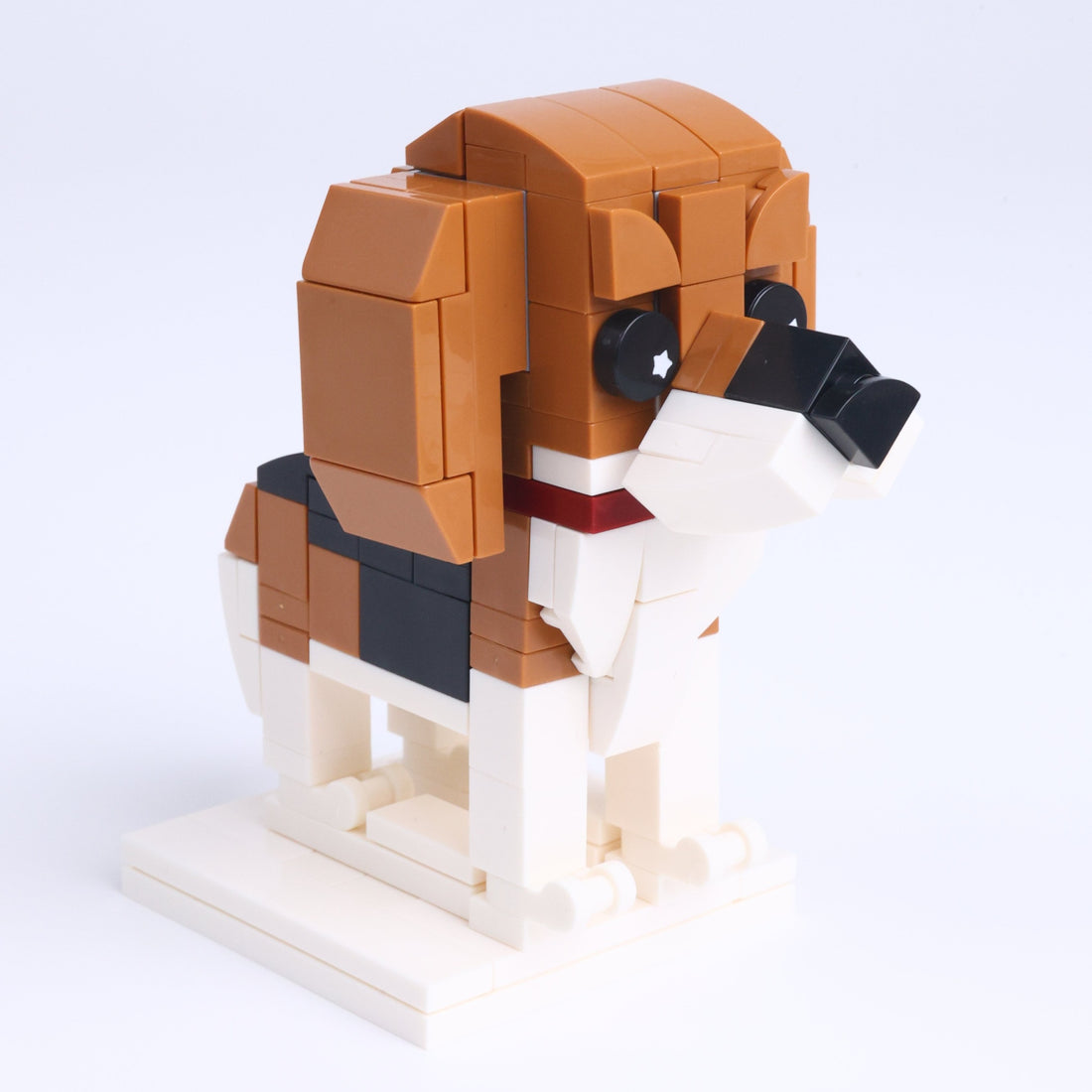 Beagle dog brick figure, left-side view