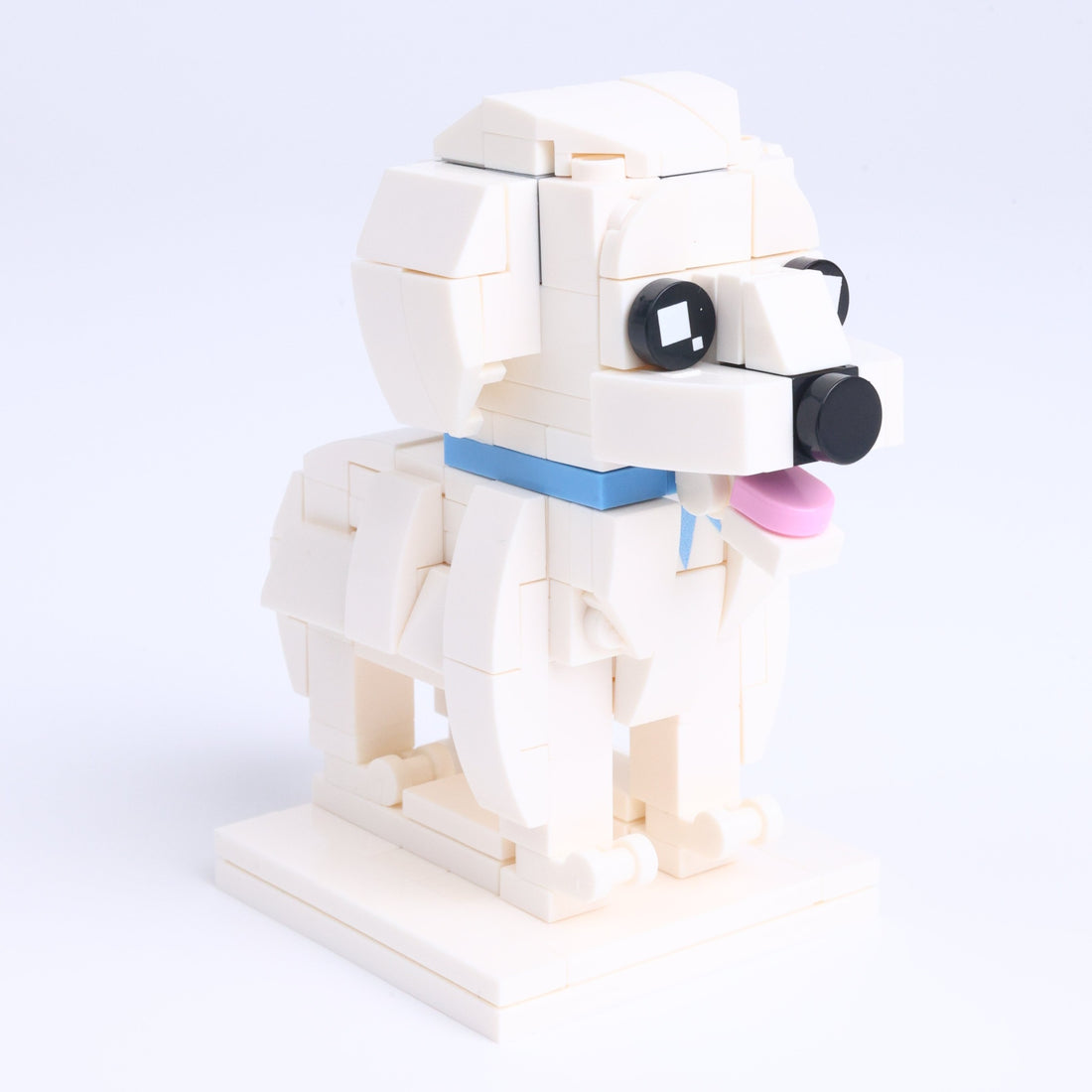 Bichon Frise dog brick figure, left-side view