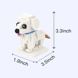 Bichon Frise dog brick figure, size guide