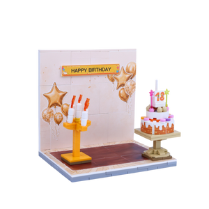 Birthday · Golden Girl brick scene, left view