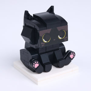 Black Cat cat brick figure, left-side view