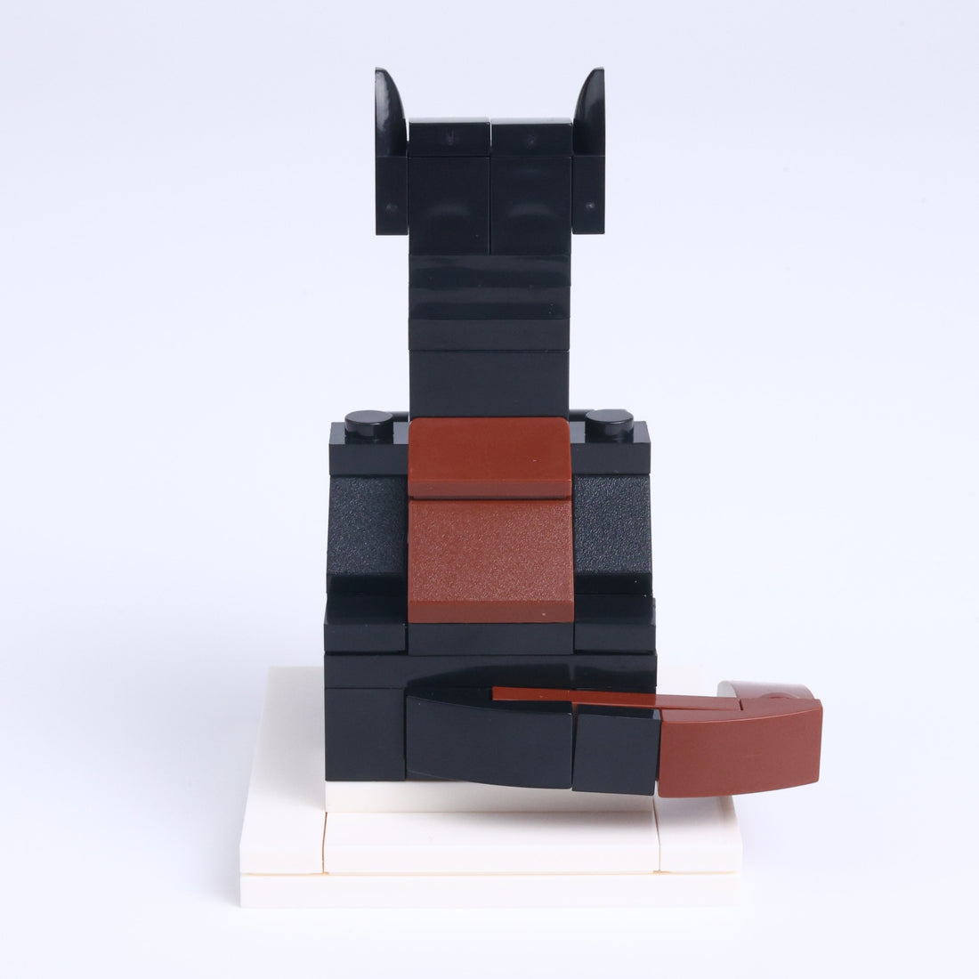 Black Doberman dog brick figure, back view