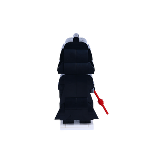 Black-Helmet Space Villain custom brick figure, back view