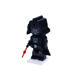 Black-Helmet Space Villain custom brick figure, right-side view