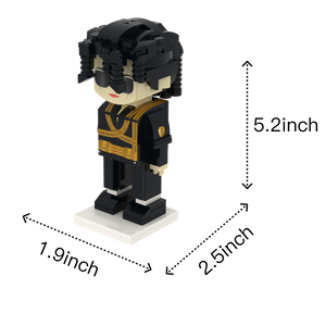 Black Suit Dance Performer custom brick figure, size guide