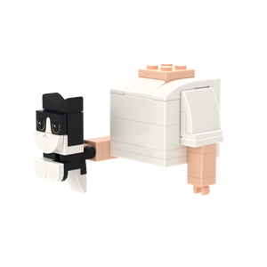 Black-White Cat brick figure accessory, right-side view