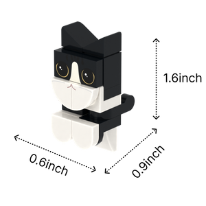 Black-White Cat brick figure accessory, size guide
