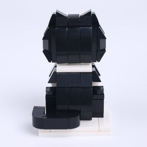 Black White Cat cat brick figure, back view