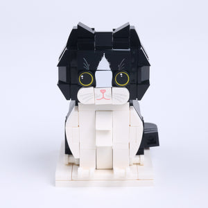 Black White Cat cat brick figure, main product view