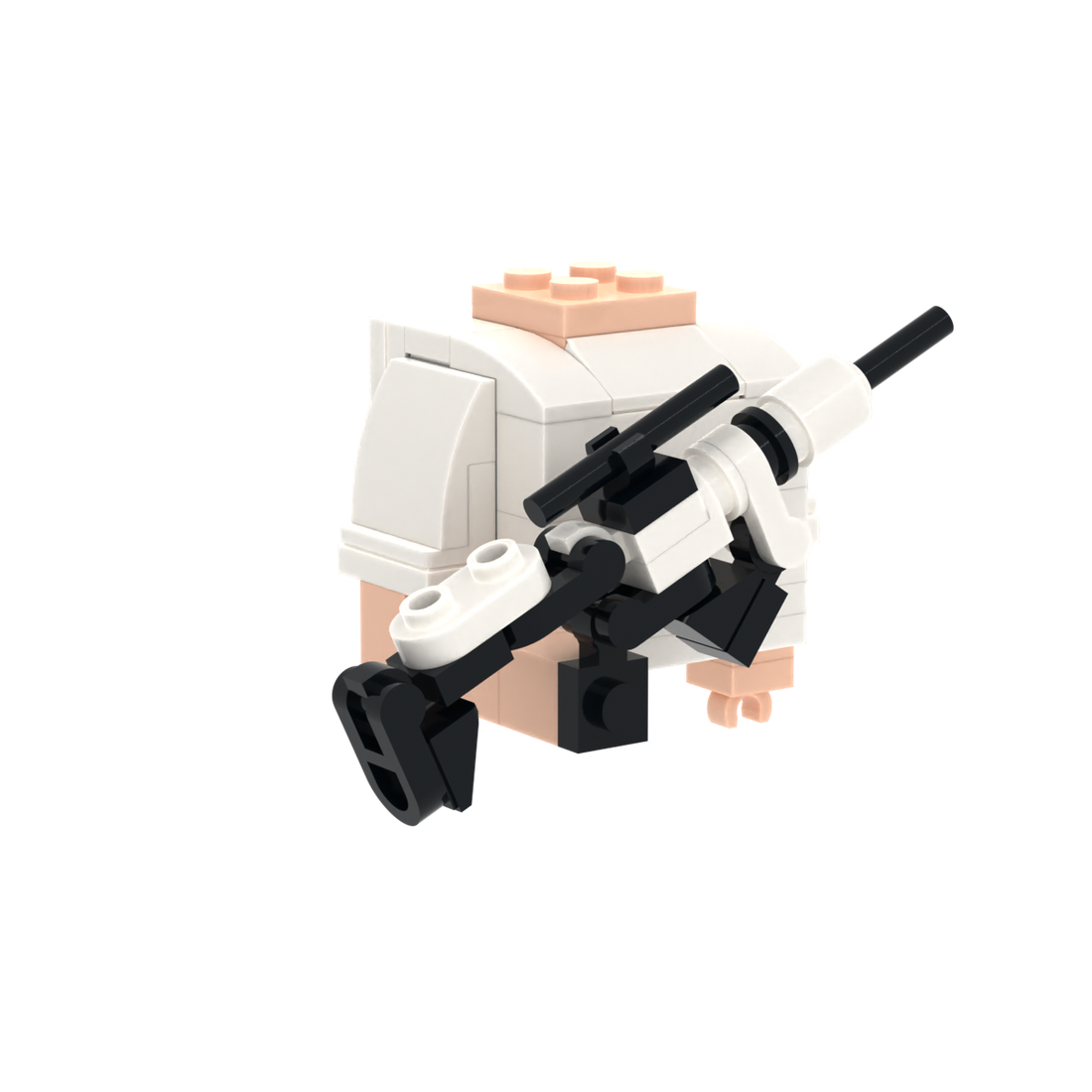 Black-White Rifle brick figure accessory, left-side view