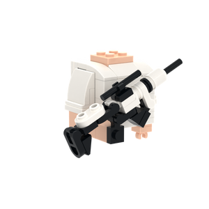 Black-White Rifle brick figure accessory, left-side view