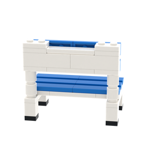 Blue-White Sports Bench brick scene accessory, detail view 1