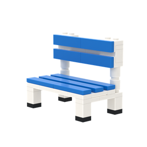Blue-White Sports Bench brick scene accessory, detail view 2
