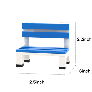 Blue-White Sports Bench brick scene accessory, size guide