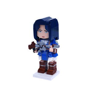 Blueblade Scout custom brick figure, right-side view