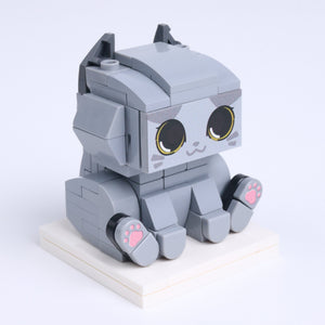 British Blue Cat cat brick figure, left-side view