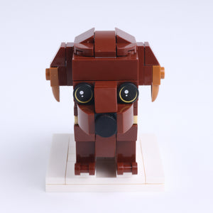 Brown Dachshund dog brick figure, main product view