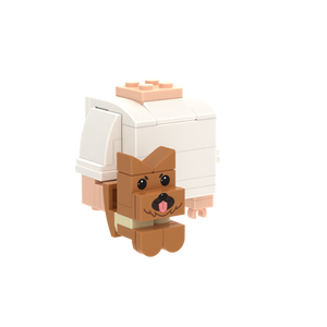 Brown Pointy-Eared Tongue-Out Dog brick figure accessory, left-side view