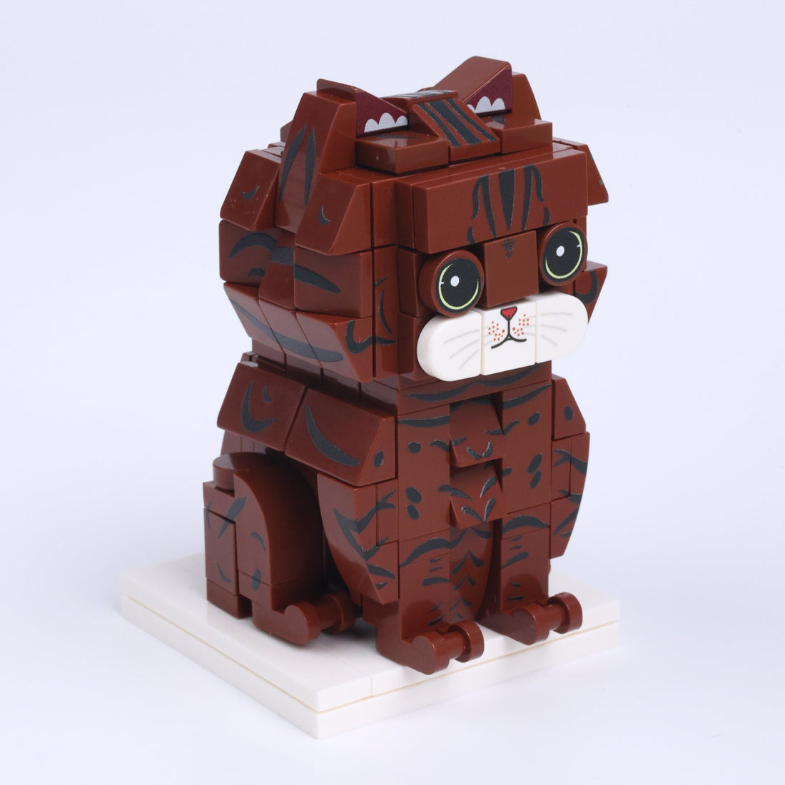 Brown Tabby Cat cat brick figure, left-side view