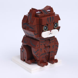 Brown Tabby Cat cat brick figure, left-side view