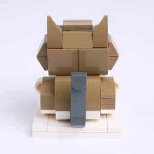 Brown White Cat Design 1 cat brick figure, back view