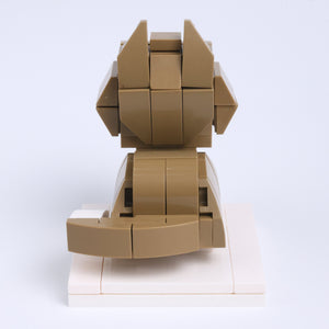 Brown White Cat Design 2 cat brick figure, back view
