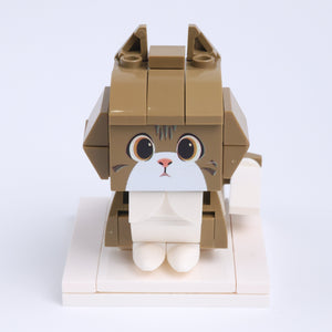 Brown White Cat Design 2 cat brick figure, main product view