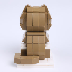Brown White Cat Design 3 cat brick figure, back view