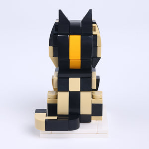 Calico Cat Design 1 cat brick figure, back view