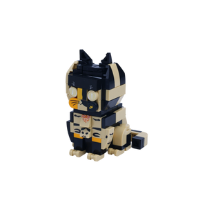 Calico Cat Design 1 cat brick figure, right-side view