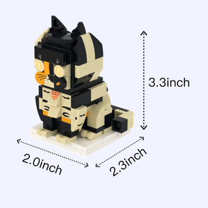 Calico Cat Design 1 cat brick figure, size guide