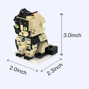 Calico Cat Design 2 cat brick figure, size guide