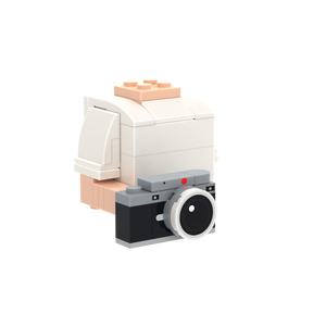 Camera brick figure accessory, left-side view