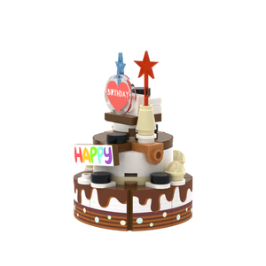 Chocolate Multi-layer Birthday Cake brick scene accessory, detail view 2