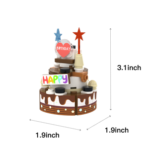 Chocolate Multi-layer Birthday Cake brick scene accessory, size guide