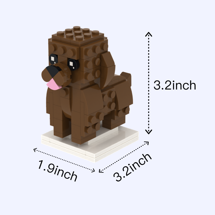 Cockapoo dog brick figure, size guide