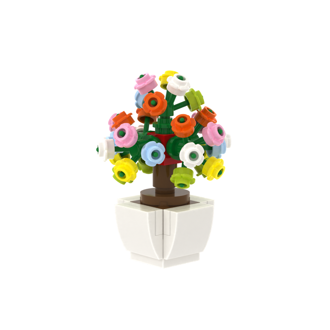 Colorful Potted Flower brick scene accessory, detail view 2