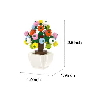 Colorful Potted Flower brick scene accessory, size guide