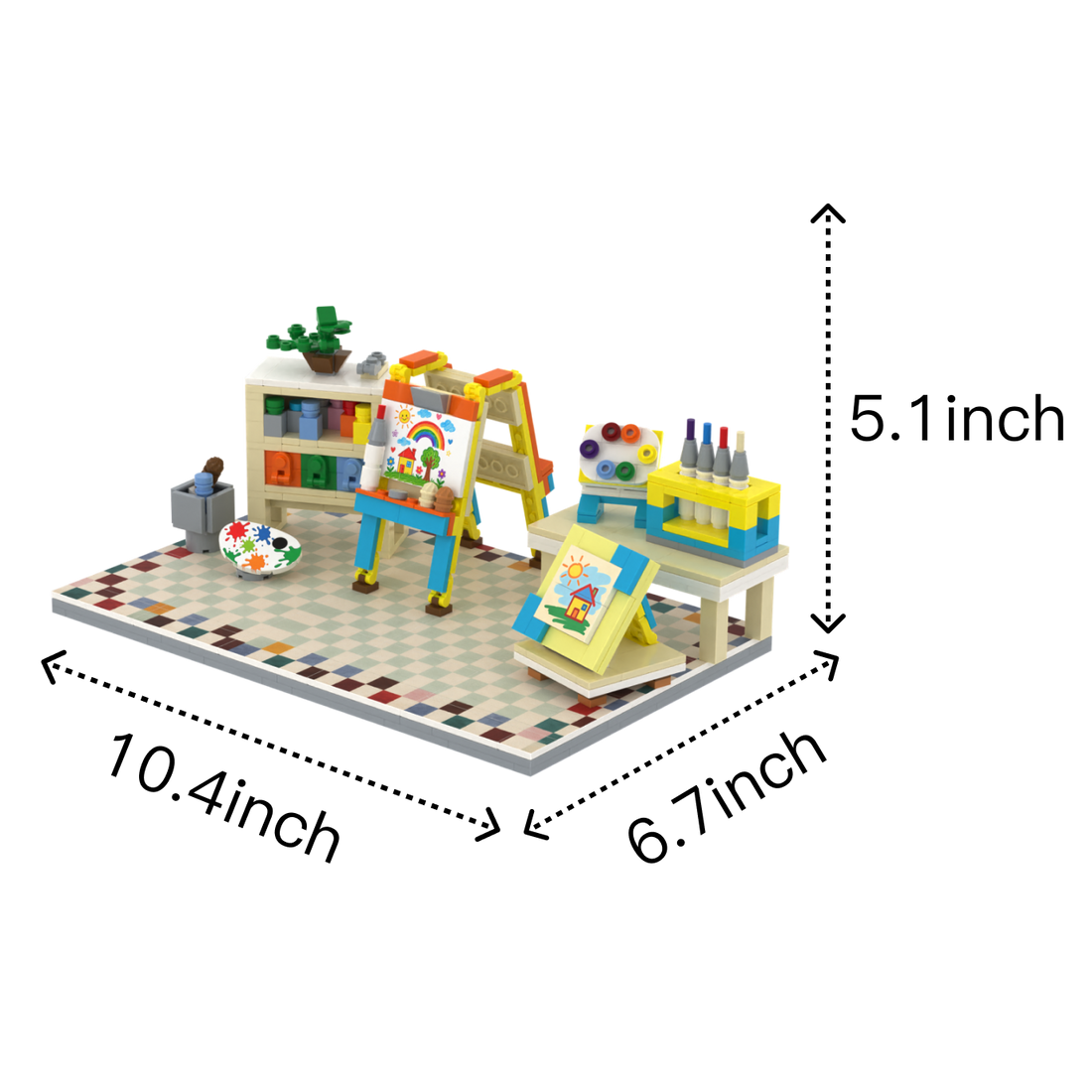 Colorful Studio brick scene, size guide