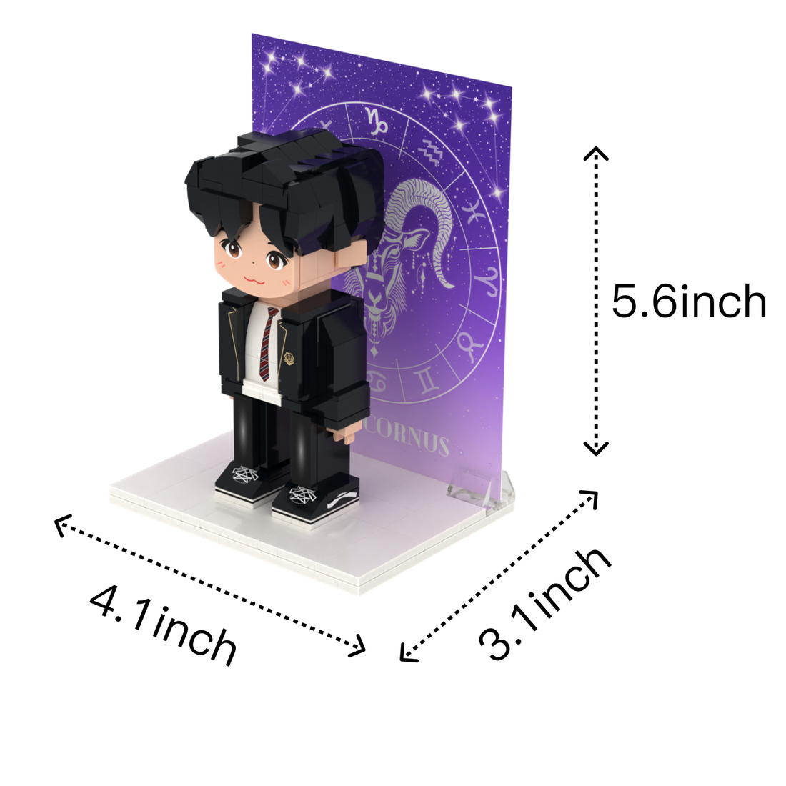 Constellation Boy custom brick figure, size guide