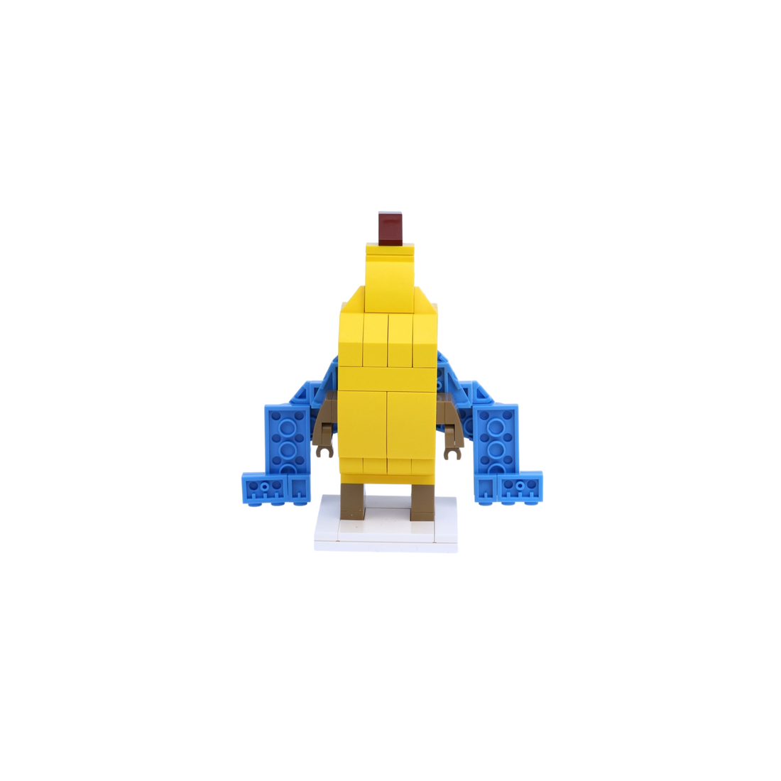 Crying Banana Cat brick art collectible, back view